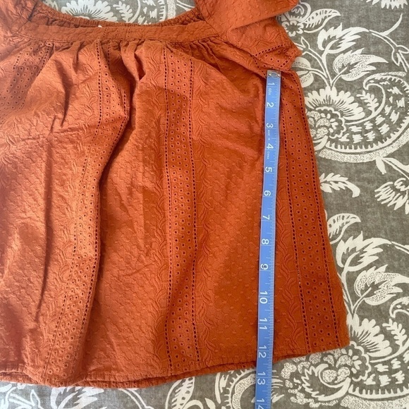 Universal Thread Square Neck Eyelet Short Sleeve Blouse Burnt Orange Size Small - Picture 9 of 9